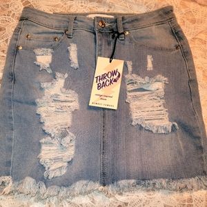 Almost Famous Distressed Denim Jean Mini Skirt Size 3